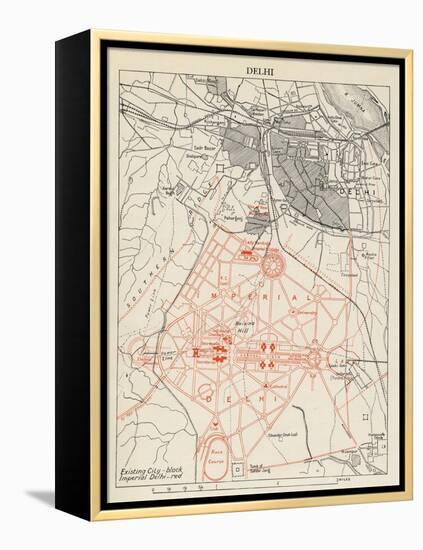 Map of Lutyens' projected Imperial Delhi, 1910-12-null-Framed Premier Image Canvas