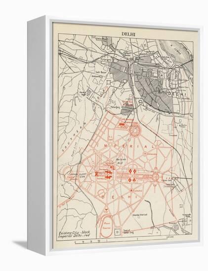 Map of Lutyens' projected Imperial Delhi, 1910-12-null-Framed Premier Image Canvas