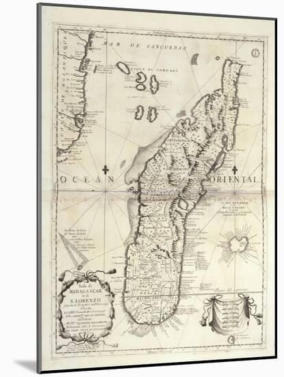 Map of Madagascar Island-Vincenzo Coronelli-Mounted Giclee Print