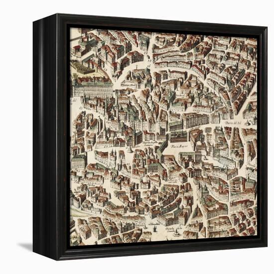 Map of Madrid-F. de Witt-Framed Stretched Canvas