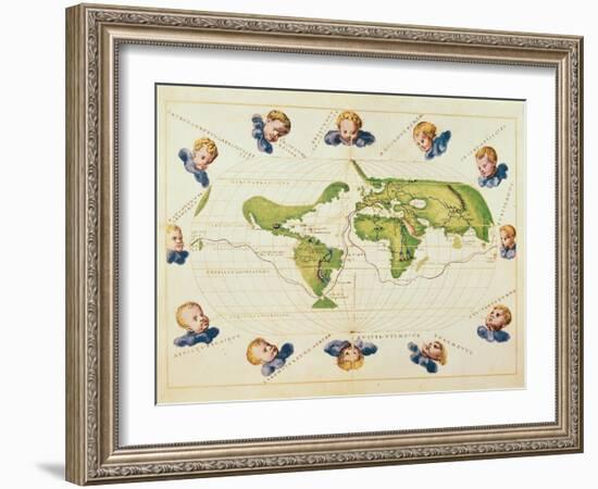 Map of Magellan's Voyage around the World, C.1540-Battista Agnese-Framed Giclee Print