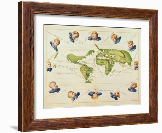 Map of Magellan's Voyage around the World, C.1540-Battista Agnese-Framed Giclee Print