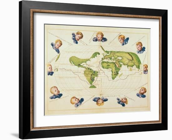 Map of Magellan's Voyage around the World, C.1540-Battista Agnese-Framed Giclee Print