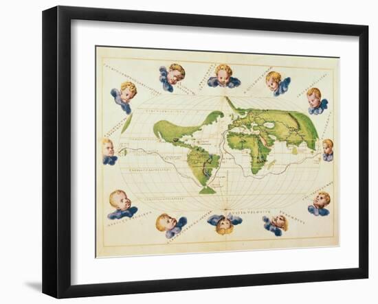 Map of Magellan's Voyage around the World, C.1540-Battista Agnese-Framed Giclee Print