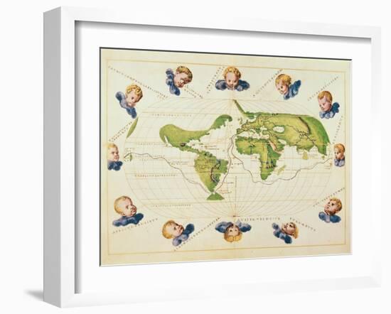 Map of Magellan's Voyage around the World, C.1540-Battista Agnese-Framed Giclee Print