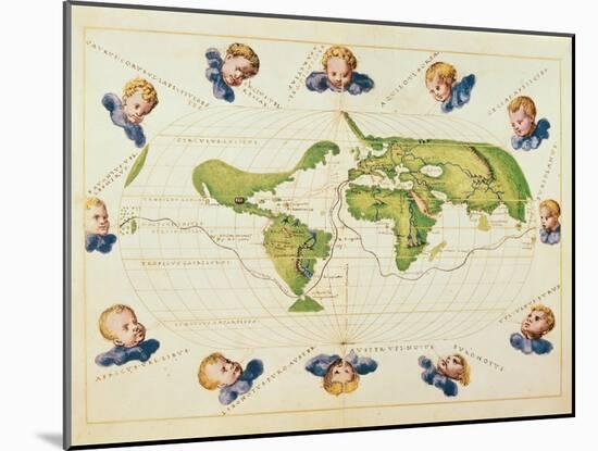 Map of Magellan's Voyage around the World, C.1540-Battista Agnese-Mounted Giclee Print