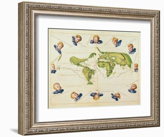 Map of Magellan's Voyage around the World, C.1540-Battista Agnese-Framed Giclee Print