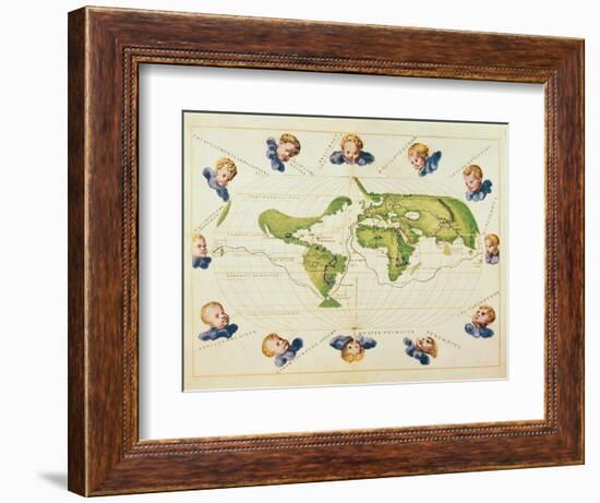 Map of Magellan's Voyage around the World, C.1540-Battista Agnese-Framed Giclee Print