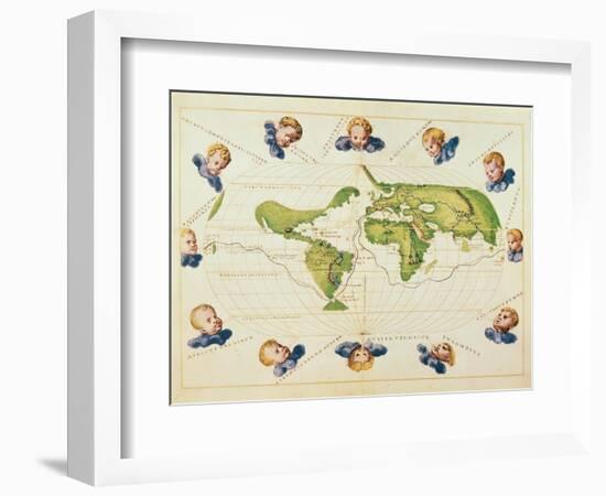 Map of Magellan's Voyage around the World, C.1540-Battista Agnese-Framed Giclee Print