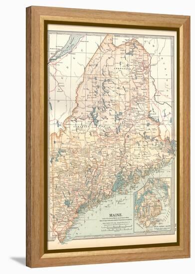 Map of Maine, United States. Inset of Mount Desert Island-Encyclopaedia Britannica-Framed Stretched Canvas