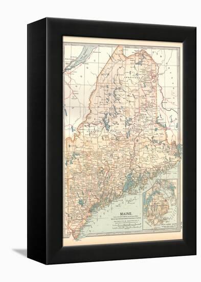 Map of Maine, United States. Inset of Mount Desert Island-Encyclopaedia Britannica-Framed Stretched Canvas