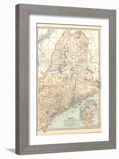 Map of Maine, United States. Inset of Mount Desert Island-Encyclopaedia Britannica-Framed Art Print