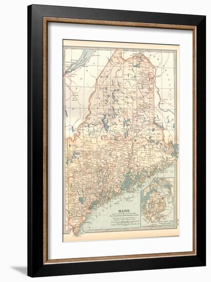 Map of Maine, United States. Inset of Mount Desert Island-Encyclopaedia Britannica-Framed Art Print