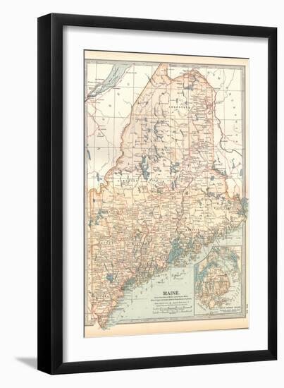 Map of Maine, United States. Inset of Mount Desert Island-Encyclopaedia Britannica-Framed Art Print