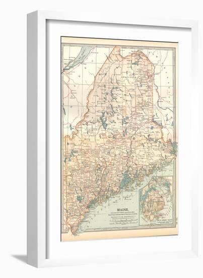 Map of Maine, United States. Inset of Mount Desert Island-Encyclopaedia Britannica-Framed Art Print