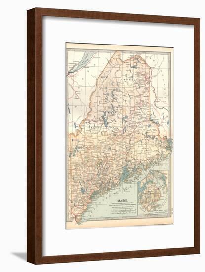 Map of Maine, United States. Inset of Mount Desert Island-Encyclopaedia Britannica-Framed Art Print