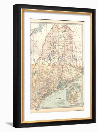 Map of Maine, United States. Inset of Mount Desert Island-Encyclopaedia Britannica-Framed Premium Giclee Print