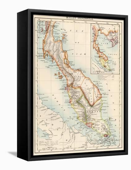 Map of Malay Peninsula, 1870s-null-Framed Premier Image Canvas