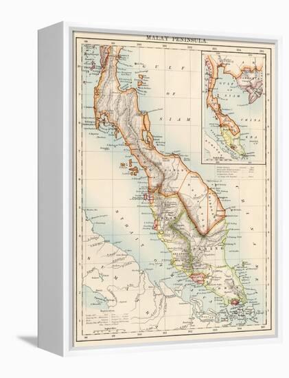 Map of Malay Peninsula, 1870s-null-Framed Premier Image Canvas