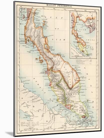 Map of Malay Peninsula, 1870s-null-Mounted Giclee Print