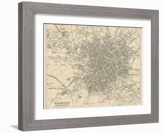 Map of Manchester and Its Environs-J. Bartholomew-Framed Premium Photographic Print