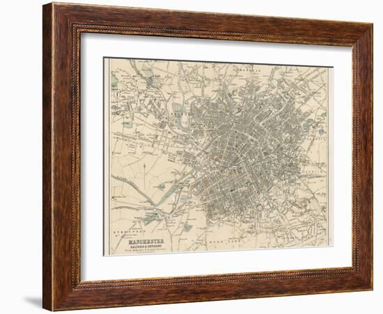 Map of Manchester and Its Environs-J. Bartholomew-Framed Premium Photographic Print