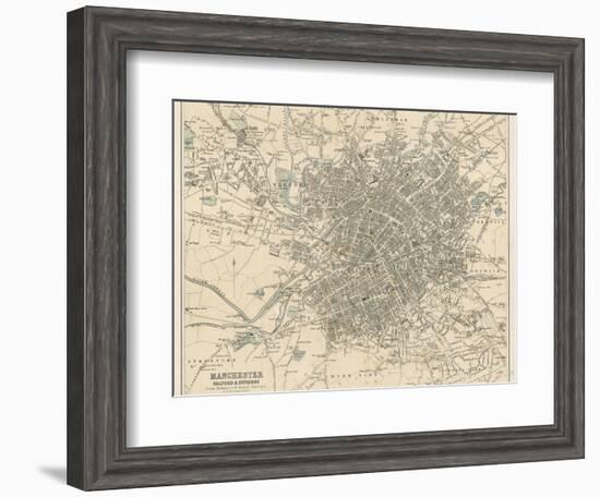 Map of Manchester and Its Environs-J. Bartholomew-Framed Photographic Print