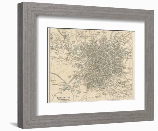 Map of Manchester and Its Environs-J. Bartholomew-Framed Photographic Print