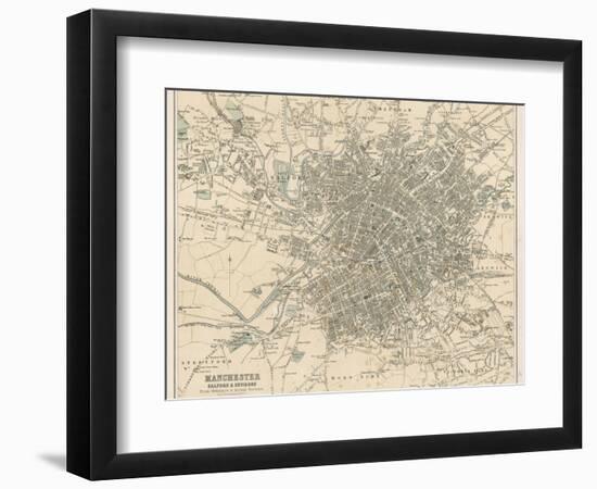 Map of Manchester and Its Environs-J. Bartholomew-Framed Photographic Print