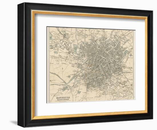 Map of Manchester and Its Environs-J. Bartholomew-Framed Photographic Print