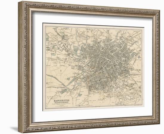 Map of Manchester and Its Environs-J. Bartholomew-Framed Art Print