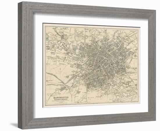 Map of Manchester and Its Environs-J. Bartholomew-Framed Art Print