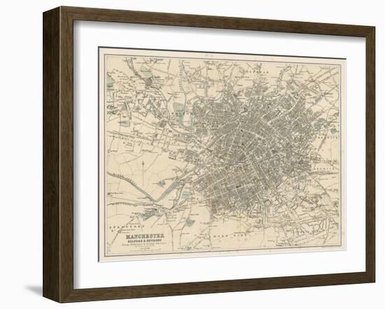 Map of Manchester and Its Environs-J. Bartholomew-Framed Art Print