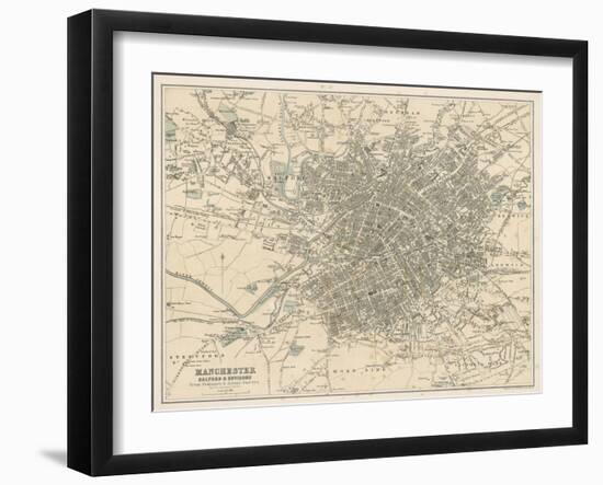 Map of Manchester and Its Environs-J. Bartholomew-Framed Art Print