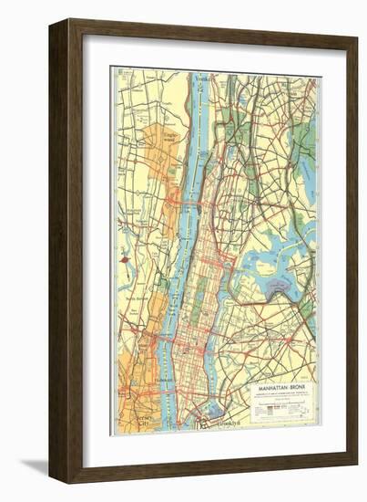 Map of Manhattan and Bronx, New York-null-Framed Art Print