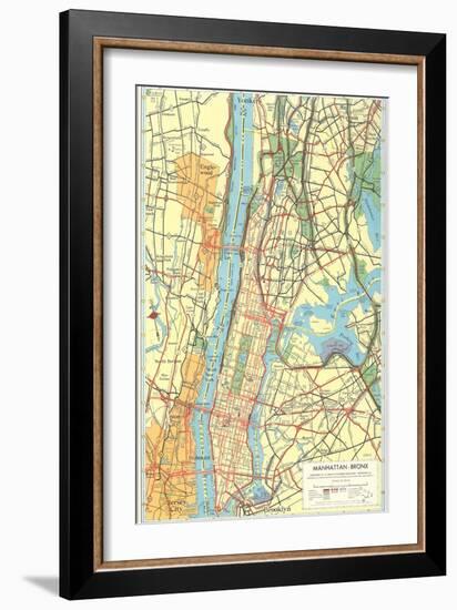 Map of Manhattan and Bronx, New York-null-Framed Art Print