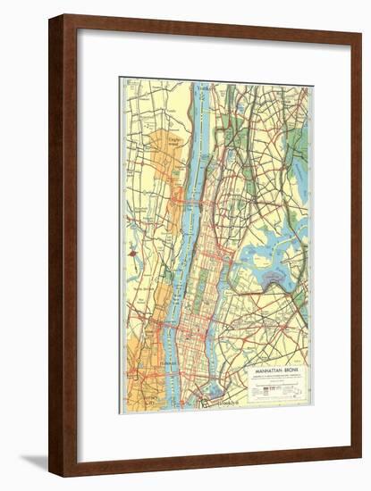 Map of Manhattan and Bronx, New York-null-Framed Art Print