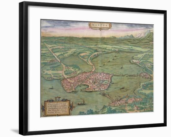 Map of Mantua, from "Civitates Orbis Terrarum" by Georg Braun and Frans Hogenberg, 1575-Joris Hoefnagel-Framed Giclee Print