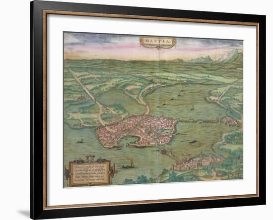 Map of Mantua, from "Civitates Orbis Terrarum" by Georg Braun and Frans Hogenberg, 1575-Joris Hoefnagel-Framed Giclee Print