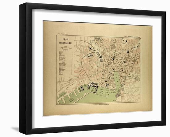 Map of Marseille, France-null-Framed Giclee Print