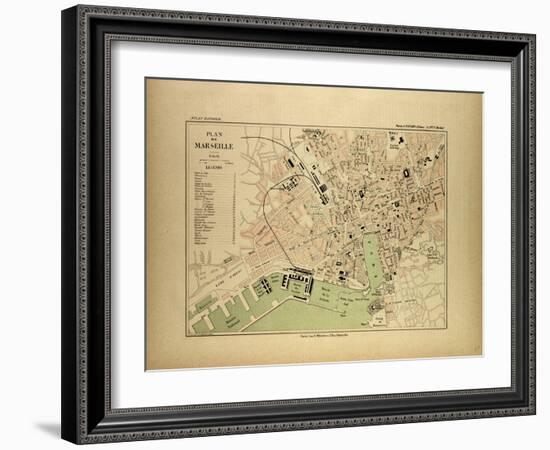 Map of Marseille, France-null-Framed Giclee Print