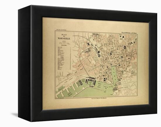 Map of Marseille, France-null-Framed Premier Image Canvas