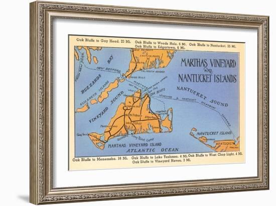 Map of Martha's Vineyard and Nantucket, Mass.-null-Framed Art Print