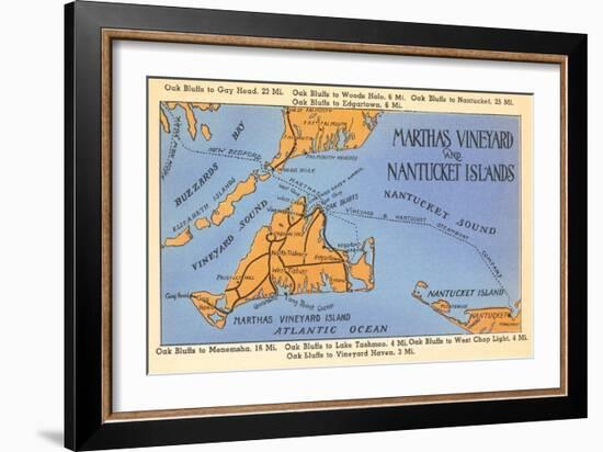 Map of Martha's Vineyard and Nantucket, Mass.-null-Framed Art Print