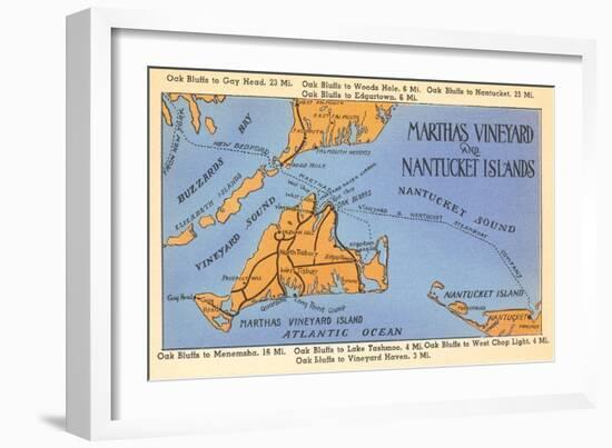 Map of Martha's Vineyard and Nantucket, Mass.-null-Framed Art Print