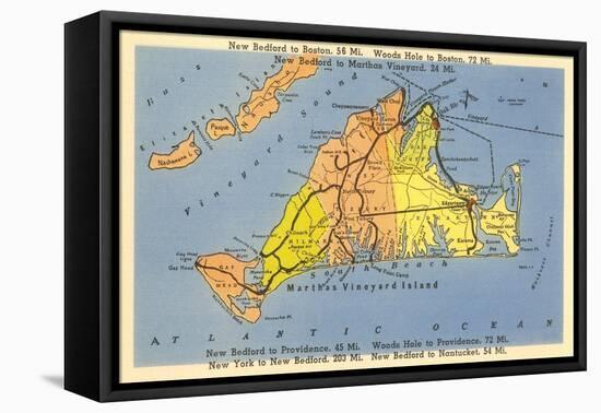 Map of Martha's Vineyard, Massachusetts-null-Framed Stretched Canvas