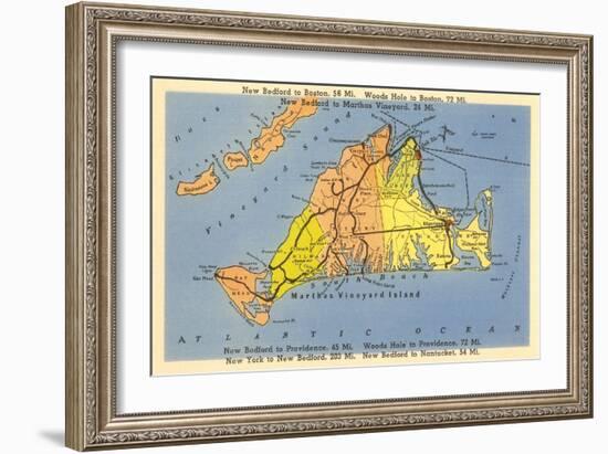 Map of Martha's Vineyard, Massachusetts-null-Framed Art Print