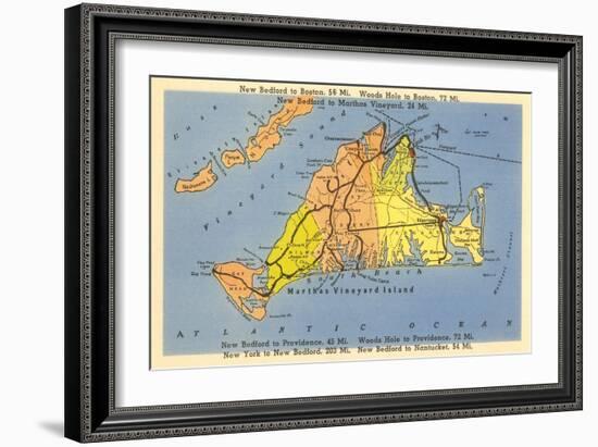 Map of Martha's Vineyard, Massachusetts-null-Framed Art Print