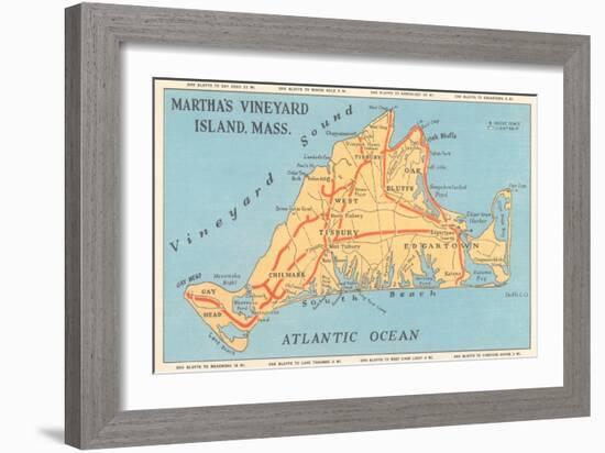 Map of Martha's Vineyard-null-Framed Art Print