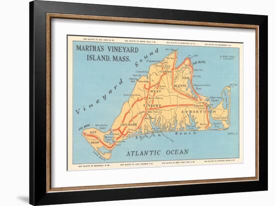 Map of Martha's Vineyard-null-Framed Art Print